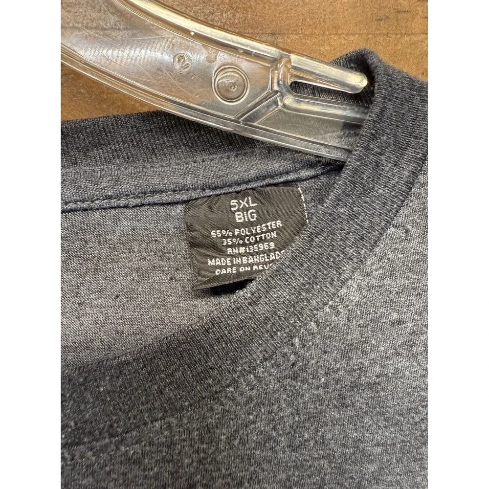 Mens 5XL Big Charcoal‎ Gray Polyester Cotton Blend TShirt Casual Everyday